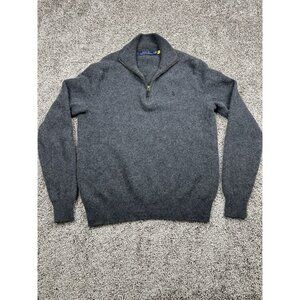 Polo Ralph Lauren Half-Zip Sweater Men's L Gray Wool Pullover Classic Fit‎